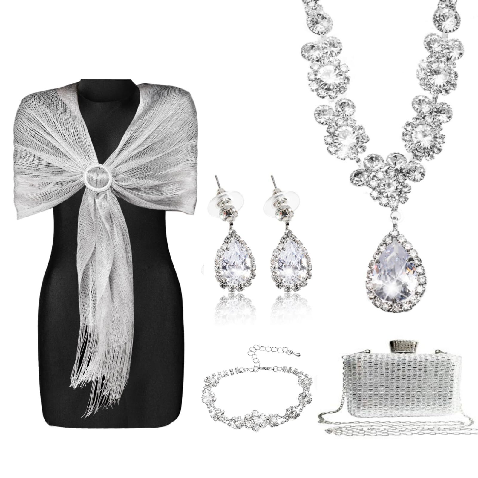 8899 5 Pack Rhinestone Jewelry Sets Sparkling Shawls And Wraps 8899 5 Pack Rhinestone Jewelry Sets Sparkling Shawls And Wraps